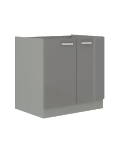 Dulap inferior pentru chiuvetă, gri extra lucios, PRADO 80 ZL 2F BB | MobilaOK