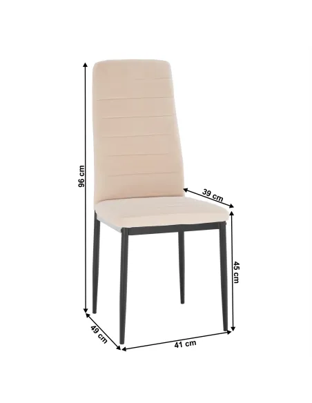 Scaun, COLETA NOVA, dining, 41x49x96 cm, catifea bej / metal negru | MobilaOK