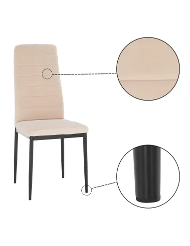 Scaun, COLETA NOVA, dining, 41x49x96 cm, catifea bej / metal negru | MobilaOK