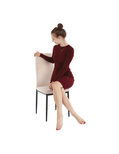 Scaun, COLETA NOVA, dining, 41x49x96 cm, catifea bej / metal negru | MobilaOK