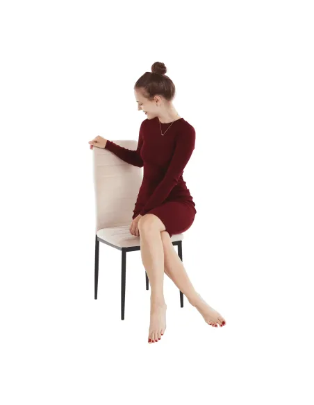 Scaun, COLETA NOVA, dining, 41x49x96 cm, catifea bej / metal negru | MobilaOK
