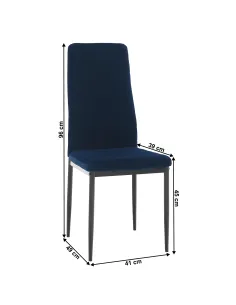 Scaun COLETA NOVA sufragerie, 41x49x96 cm, catifea albastră/metal negru | MobilaOK 2