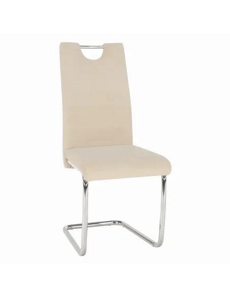 Scaun de masă, ABIRA NEW, dining, 43x44x96 cm, catifea bej și crom | MobilaOK