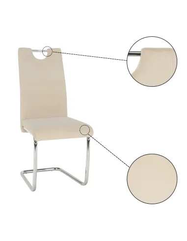 Scaun de masă, ABIRA NEW, dining, 43x44x96 cm, catifea bej și crom | MobilaOK