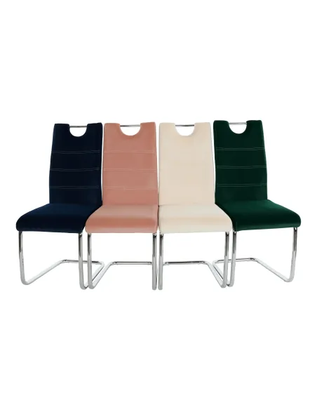 Scaun de masă, ABIRA NEW, dining, 43x44x96 cm, catifea bej și crom | MobilaOK