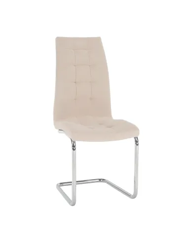 Scaun, SALOMA NEW, dining, 42x56.5x105 cm, catifea bej / metal crom | MobilaOK