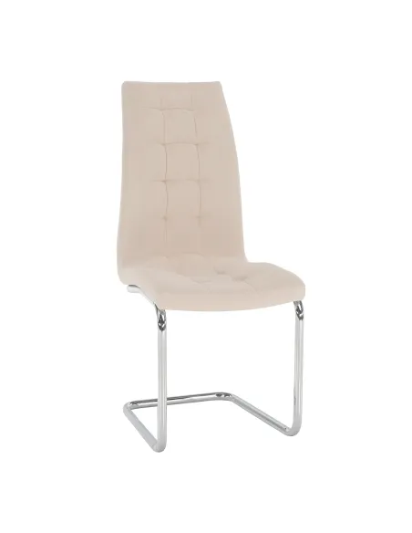 Scaun, SALOMA NEW, dining, 42x56.5x105 cm, catifea bej / metal crom | MobilaOK