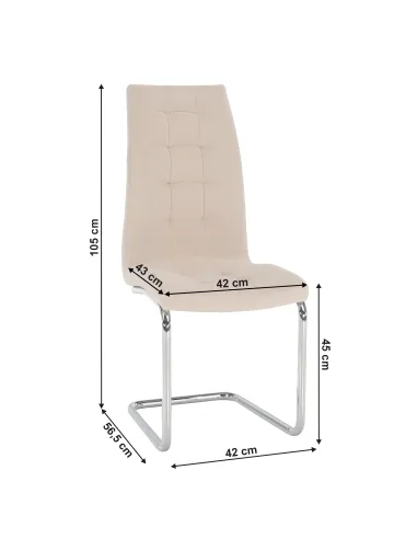 Scaun, SALOMA NEW, dining, 42x56.5x105 cm, catifea bej / metal crom | MobilaOK