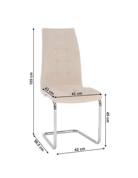 Scaun, SALOMA NEW, dining, 42x56.5x105 cm, catifea bej / metal crom | MobilaOK