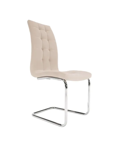Scaun, SALOMA NEW, dining, 42x56.5x105 cm, catifea bej / metal crom | MobilaOK