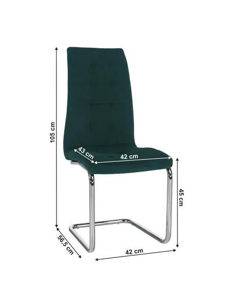 Scaun de masă, SALOMA NEW, dining, 42x56.5x105 cm, catifea smarald / crom | MobilaOK