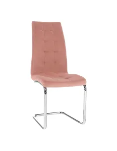 Scaun de masă, SALOMA NEW, dining, 42x56.5x105 cm, catifea roz / crom | MobilaOK