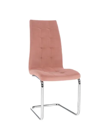 Scaun de masă, SALOMA NEW, dining, 42x56.5x105 cm, catifea roz / crom | MobilaOK