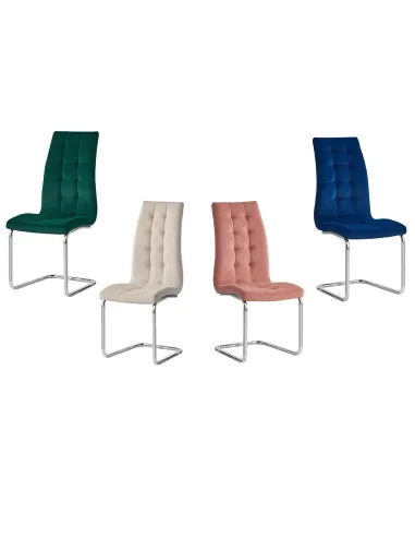 Scaun de masă, SALOMA NEW, dining, 42x56.5x105 cm, catifea roz / crom | MobilaOK