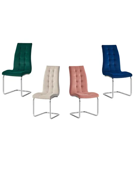Scaun de masă, SALOMA NEW, dining, 42x56.5x105 cm, catifea roz / crom | MobilaOK
