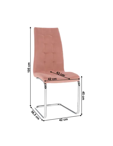 Scaun de masă, SALOMA NEW, dining, 42x56.5x105 cm, catifea roz / crom | MobilaOK