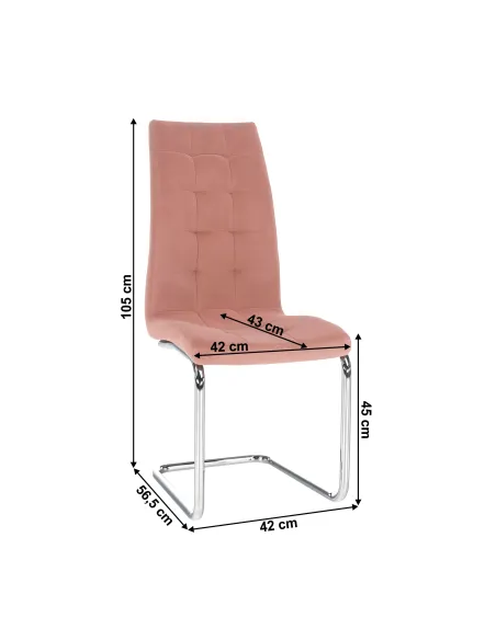 Scaun de masă, SALOMA NEW, dining, 42x56.5x105 cm, catifea roz / crom | MobilaOK