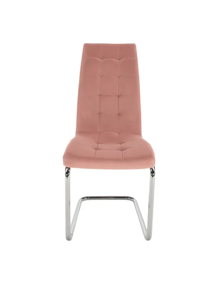 Scaun de masă, SALOMA NEW, dining, 42x56.5x105 cm, catifea roz / crom | MobilaOK