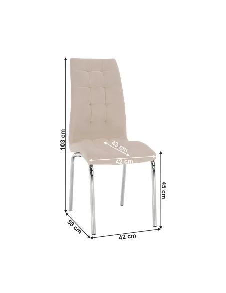 Scaun GERDA NEW, living/dormitor, 42x58x103 cm, catifea bej/crom | MobilaOK