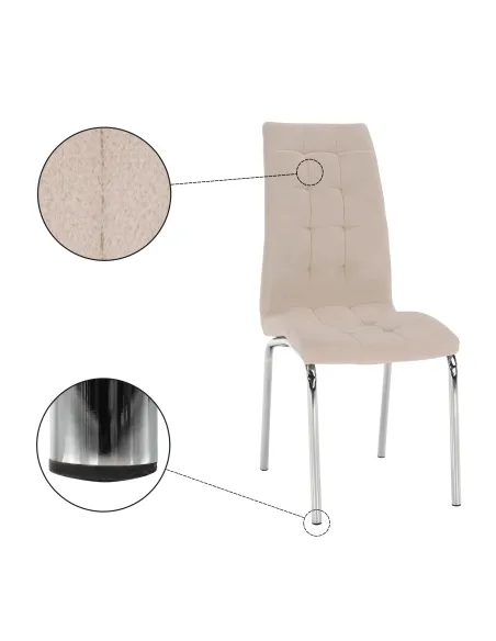 Scaun GERDA NEW, living/dormitor, 42x58x103 cm, catifea bej/crom | MobilaOK