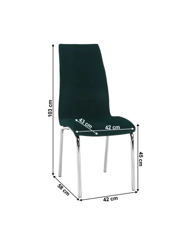Scaun de masă GERDA NEW, sufragerie, 42x58x103 cm, catifea și crom | MobilaOK