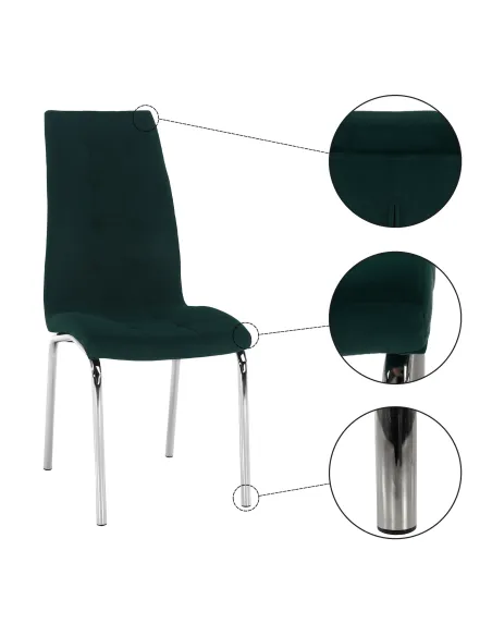 Scaun de masă GERDA NEW, sufragerie, 42x58x103 cm, catifea și crom | MobilaOK