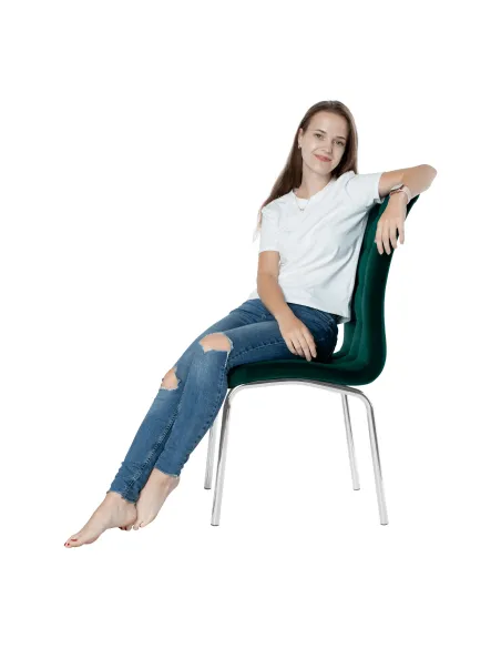 Scaun de masă GERDA NEW, sufragerie, 42x58x103 cm, catifea și crom | MobilaOK