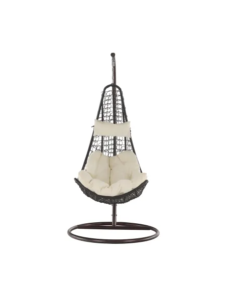 Fotoliu KALEA 2 NEW, interior/exterior, 105x105x195 cm, Oțel, Răchită, Textil | MobilaOK