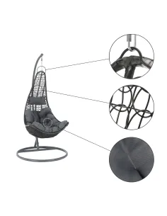Fotoliu KALEA 2 NEW, interior/exterior, 105x105x195 cm, Oțel/Răchită/Textil | MobilaOK 2