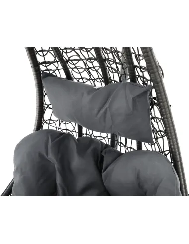 Fotoliu KALEA 2 NEW, interior/exterior, 105x105x195 cm, Oțel/Răchită/Textil | MobilaOK