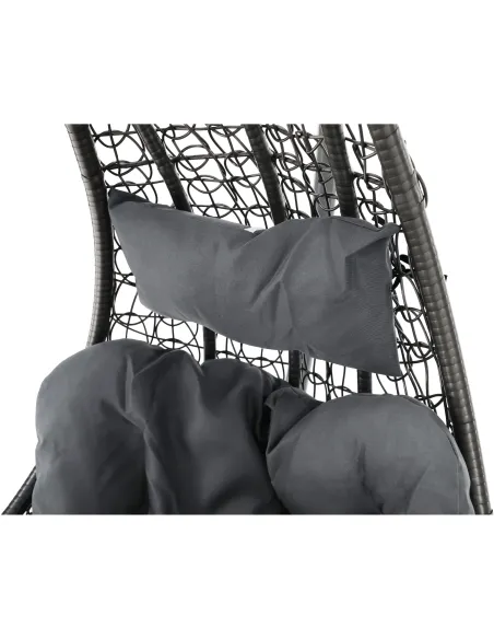Fotoliu KALEA 2 NEW, interior/exterior, 105x105x195 cm, Oțel/Răchită/Textil | MobilaOK