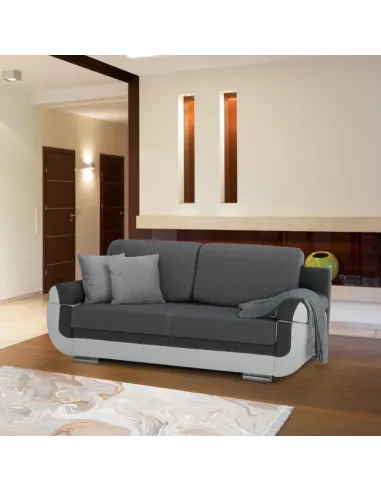 Canapea KARDYN, colțar extensibil living, 204x89x90 cm, piele ecologică/textil | MobilaOK