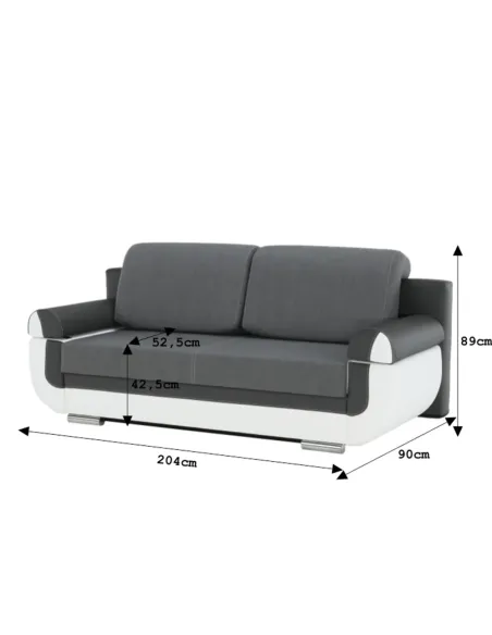 Canapea KARDYN, colțar extensibil living, 204x89x90 cm, piele ecologică/textil | MobilaOK