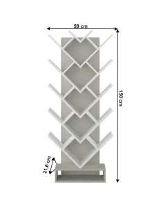 Raft VEVEY, living/dormitor/birou, 59x21.6x150 cm, PAL, gri/alb | MobilaOK 2
