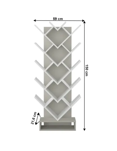 Raft VEVEY, living/dormitor/birou, 59x21.6x150 cm, PAL, gri/alb | MobilaOK