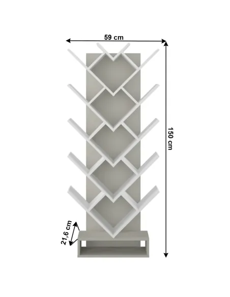 Raft VEVEY, living/dormitor/birou, 59x21.6x150 cm, PAL, gri/alb | MobilaOK