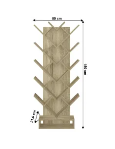 Raft, VEVEY, living/birou, 59x21.6x150 cm, PAL, stejar maro-gri | MobilaOK 2