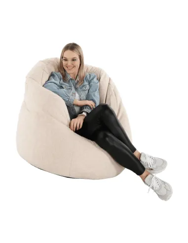 Fotoliu Puff KENOD, living, 80x80x95 cm, tesatura bej | MobilaOK