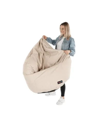 Fotoliu Puff KENOD, living, 80x80x95 cm, tesatura bej | MobilaOK