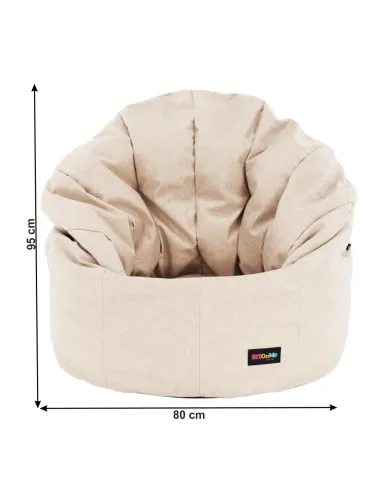 Fotoliu Puff KENOD, living, 80x80x95 cm, tesatura bej | MobilaOK