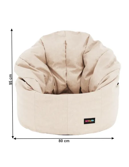 Fotoliu Puff KENOD, living, 80x80x95 cm, tesatura bej | MobilaOK