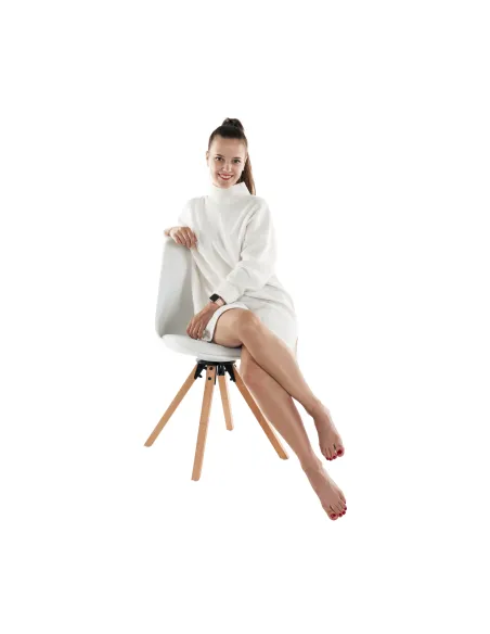 Scaun pivotant elegant, alb, ETOSA | MobilaOK