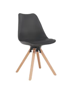 Scaun pivotant ETOSA, birou, 48x57.5x82.5 cm, piele ecologică, lemn fag | MobilaOK