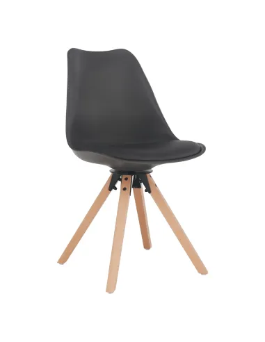 Scaun pivotant ETOSA, birou, 48x57.5x82.5 cm, piele ecologică, lemn fag | MobilaOK