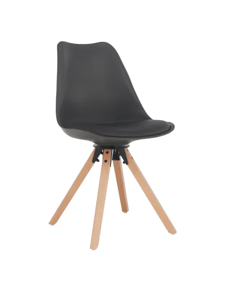 Scaun pivotant ETOSA, birou, 48x57.5x82.5 cm, piele ecologică, lemn fag | MobilaOK