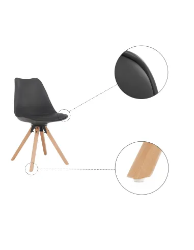 Scaun pivotant ETOSA, birou, 48x57.5x82.5 cm, piele ecologică, lemn fag | MobilaOK