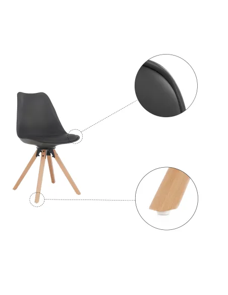 Scaun pivotant ETOSA, birou, 48x57.5x82.5 cm, piele ecologică, lemn fag | MobilaOK