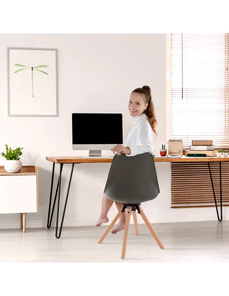 Scaun pivotant ETOSA, birou, 48x57.5x82.5 cm, piele ecologică, lemn fag | MobilaOK