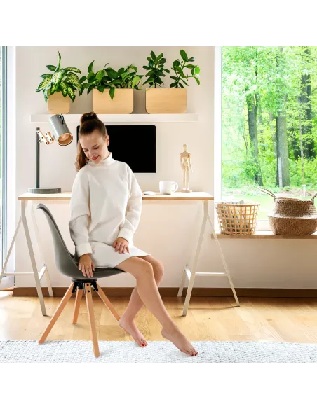 Scaun pivotant ETOSA, birou, 48x57.5x82.5 cm, piele ecologică, lemn fag | MobilaOK