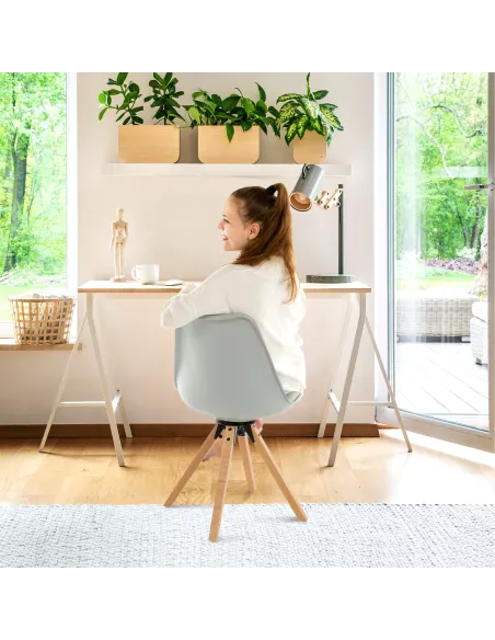 Scaun pivotant elegant, gri deschis, ETOSA | MobilaOK